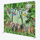 Aperturee - Aperturee Forest And Animals Fabric Backdrop Cover for Birthday